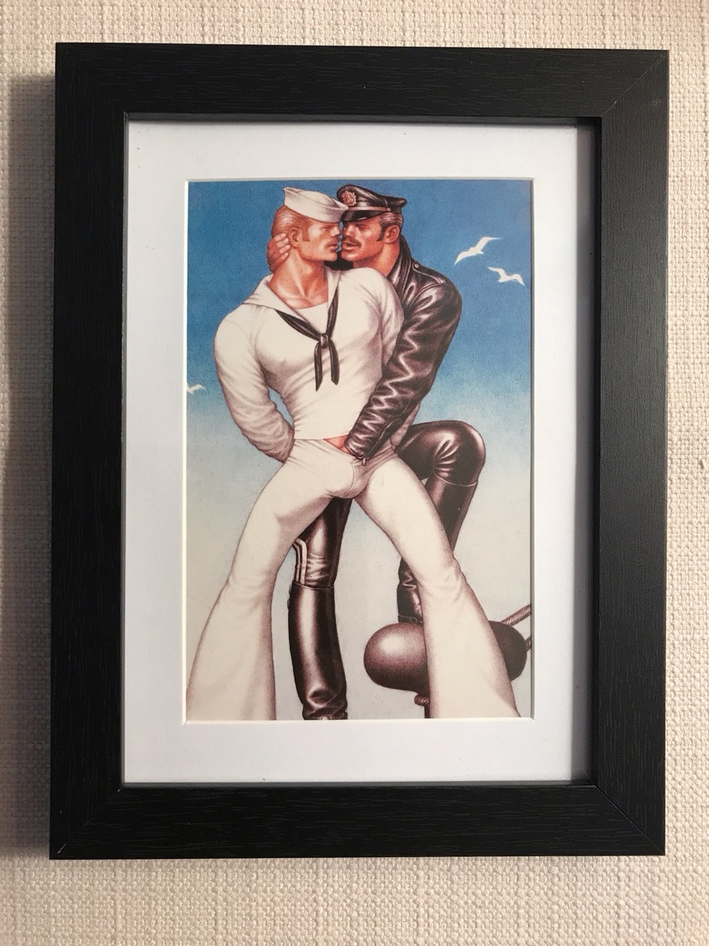 Tom of Finland Matted & Framed Postcard/Print 6” x 8” Navy Sailor & Leather Man